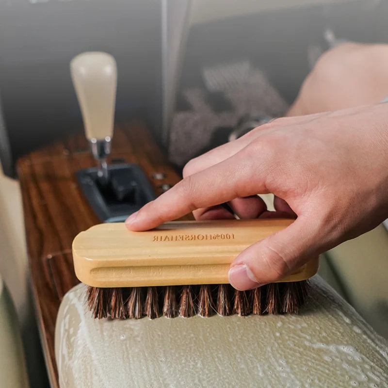 Car Interior Detailing Tool for Car Cleaning and Washing Soft Horsehair Leather Cleaning Brush Genuine Horsehair Detailing Brush