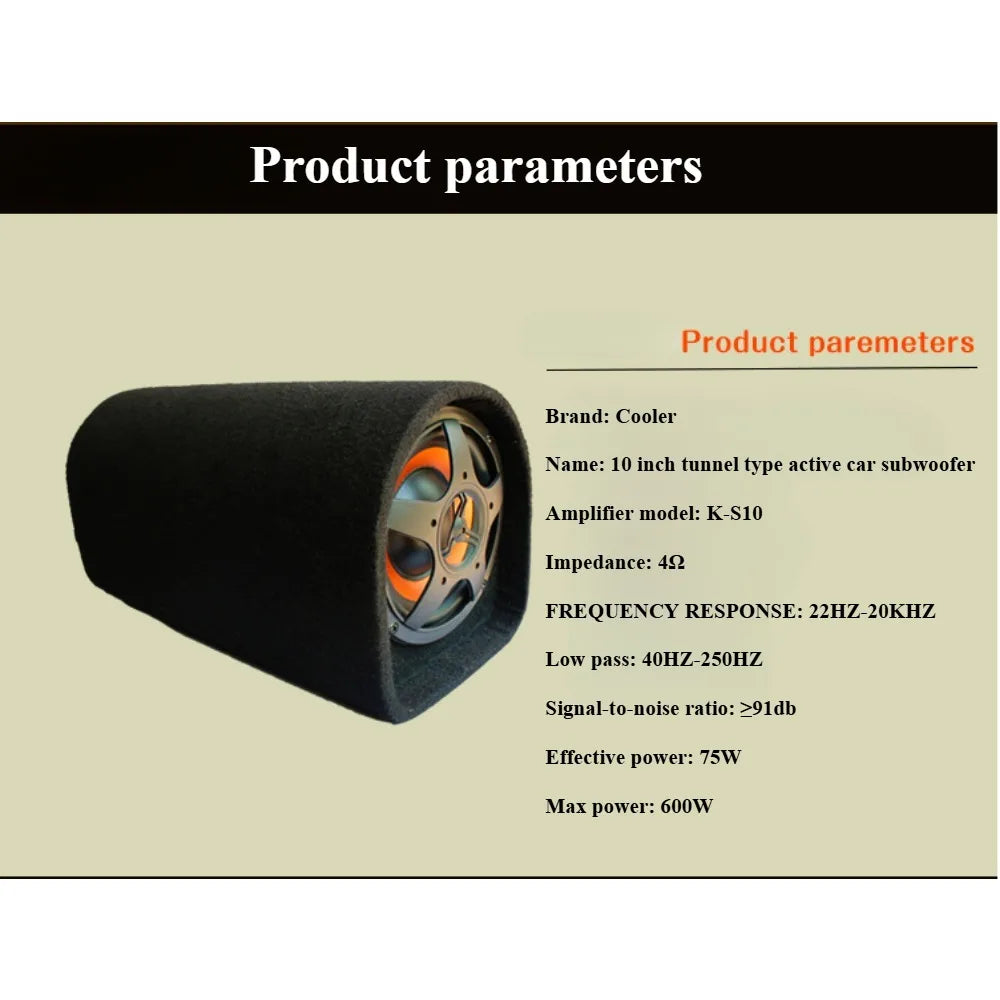 Subwoofer de 10 Polegadas para Carro com Amplificador