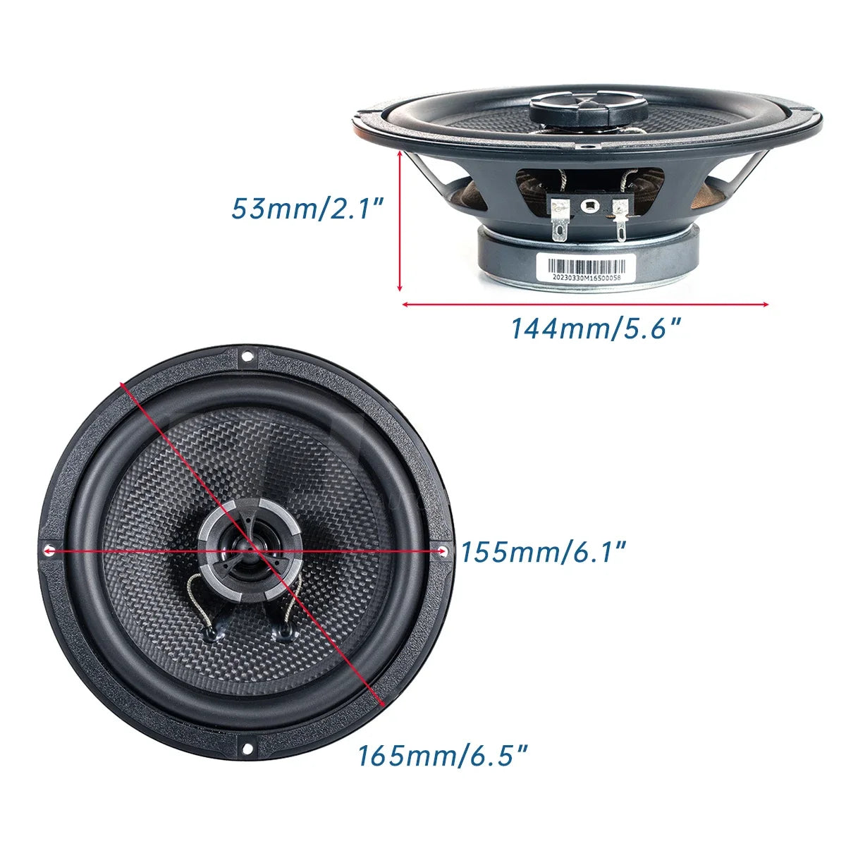 Kit de Altifalantes Coaxiais 2 vias de 6.5 Polegadas