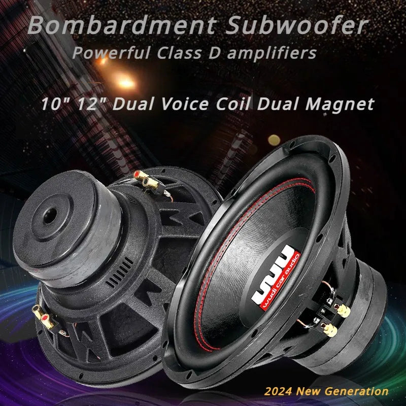 Car 10/12 Inch Dual Magnetic Woofer 2~8Ω Full-range High-power 500w Pure Bass Karaoke Stage Speaker Class D Power Amplifier Push