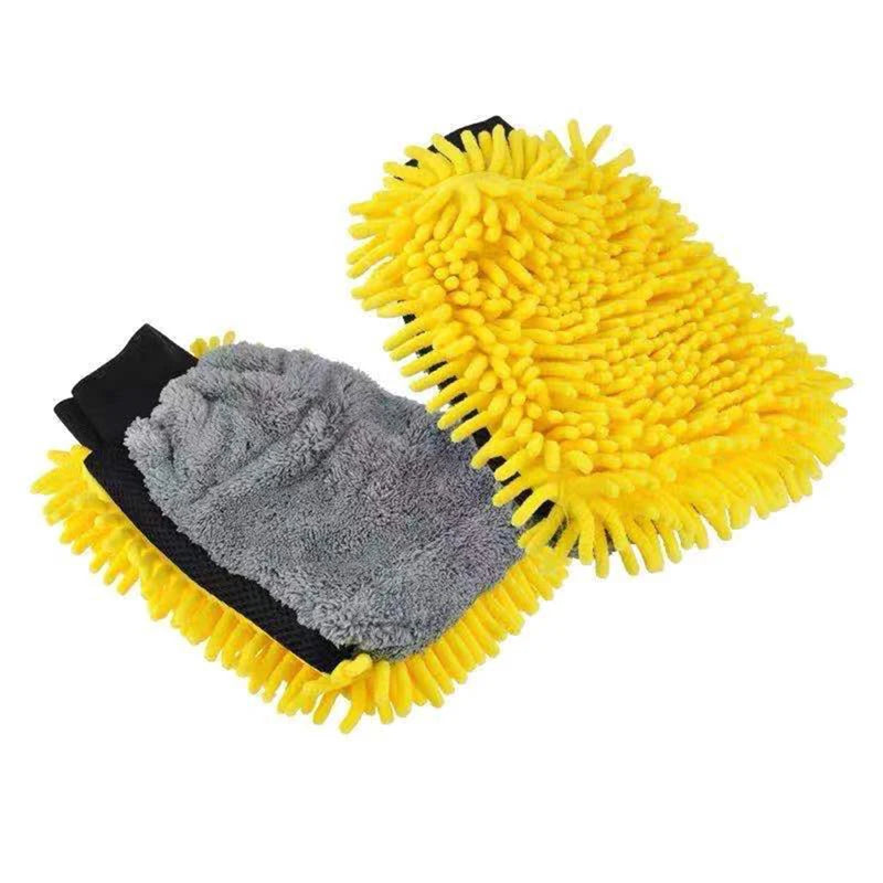 Chenille Car Wash Gloves Microfiber Wipe Car Sponge Scratch Free Car Wash Cleaning Coral Velvet Double-Sided Car Cleaning Tool