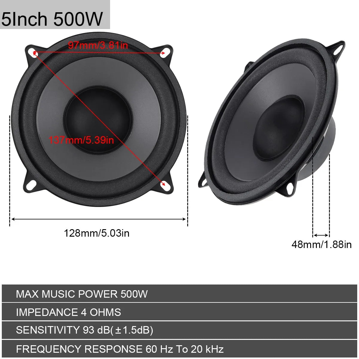 Altifalantes 2-Vias – 500W, 5" / 6.5"